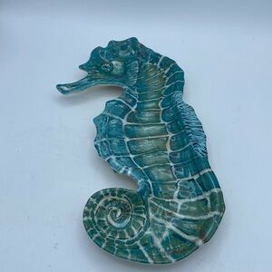 Pier 1 Imports Melamine Spikey the Seahorse appetizer plate dish party bbq 12x5”